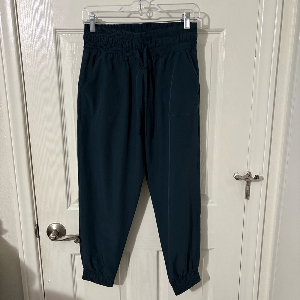 Albion Jogger Pants Women's Petite Small Blue Drawstring Tapered Ankle Zip